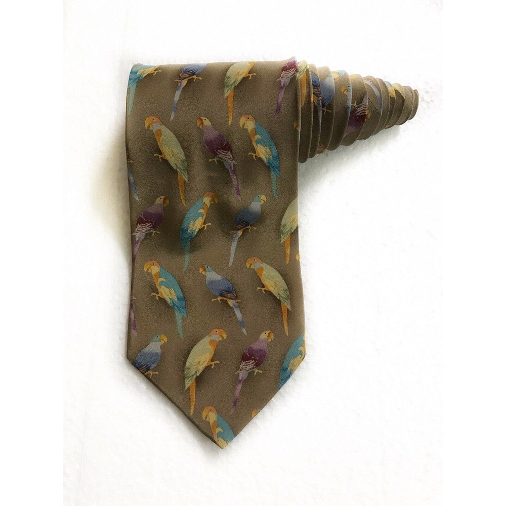 Pelican Bay Parrots Tropical Mens Novelty 100% Silk Tie Necktie